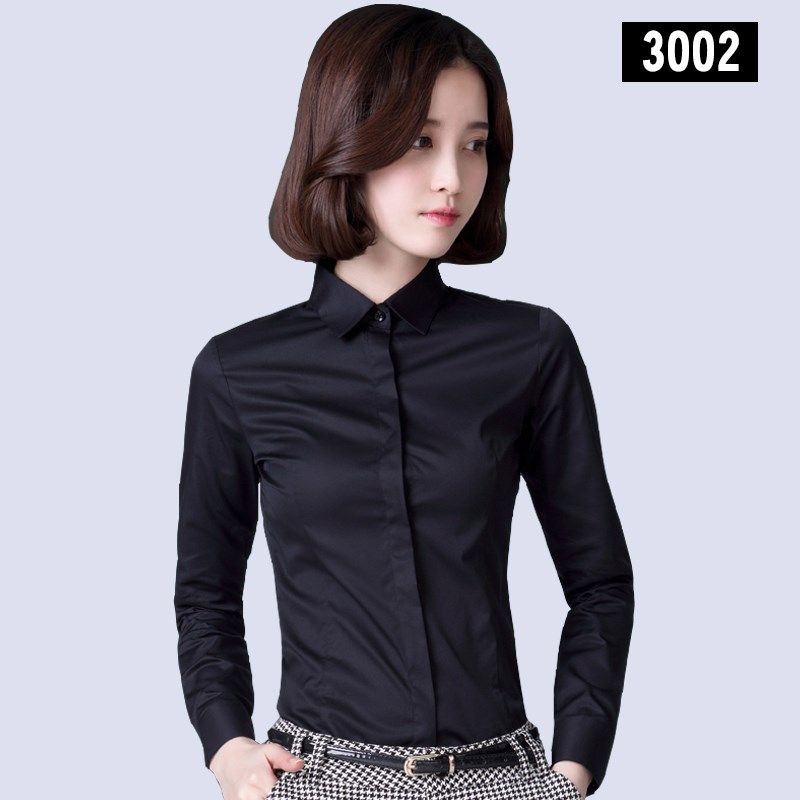 弹力衬衫女长袖免烫工装工作服商务正装灰色衬衣寸打底方领职业装