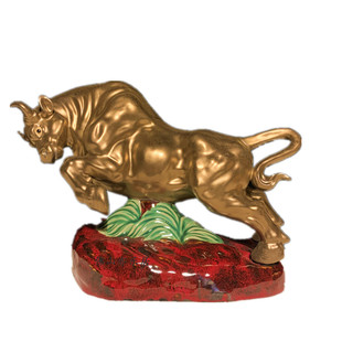 石湾公仔陶瓷牛年摆件创意家居客厅博古架电视柜装饰开业工艺礼品