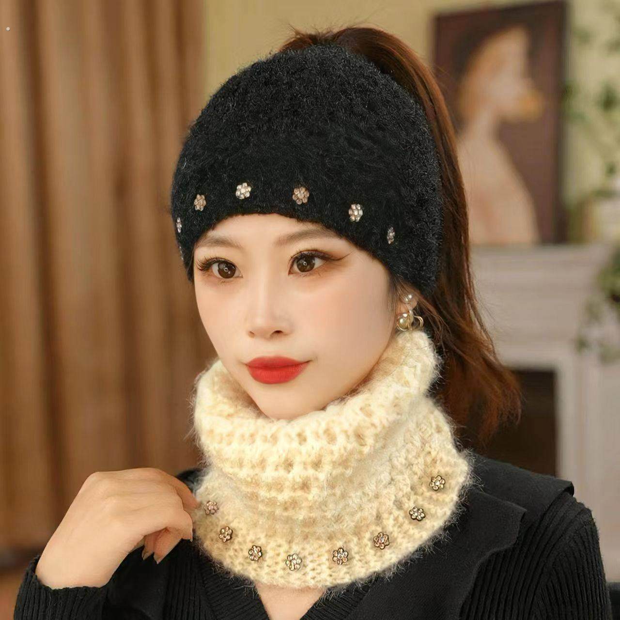 冬款毛线发带保暖遮碎发发箍头饰气质淑女成人百搭空顶帽菠萝帽女,服饰配件/皮带/帽子/围巾,帽子,淘宝优惠券,粉丝福利购,淘宝优惠卷