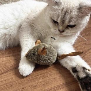 猫咪毛绒彷真小老鼠电子发声吱吱叫玩具自嗨解闷互动逗猫抓老鼠