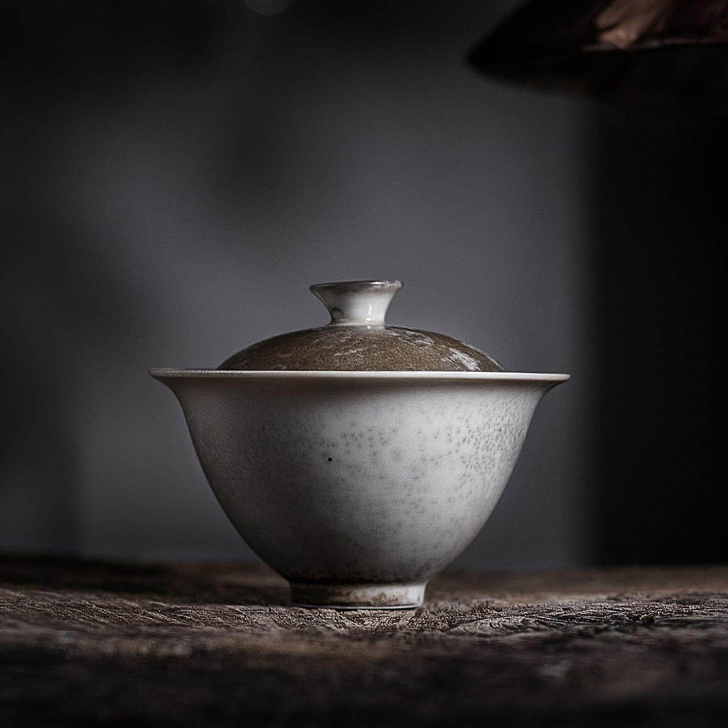 水墨柴烧志野盖碗粗陶盖碗一人家用主泡器功夫茶具百搭泡茶器皿