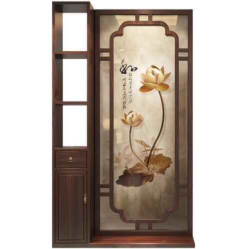 新中式屏风入户正对门沙发遮挡卫生间格栅进门玄关实木客厅隔断柜
