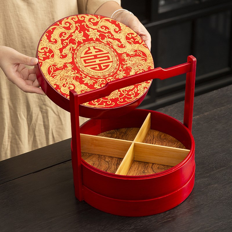 中式古代食盒结婚用多层手提带盖提篮果盘喜糖礼盒点心干果饺子盒