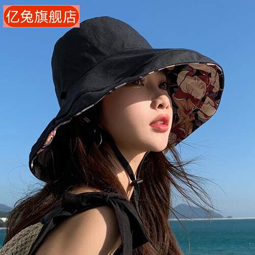 日系双面戴棉麻渔夫遮阳帽