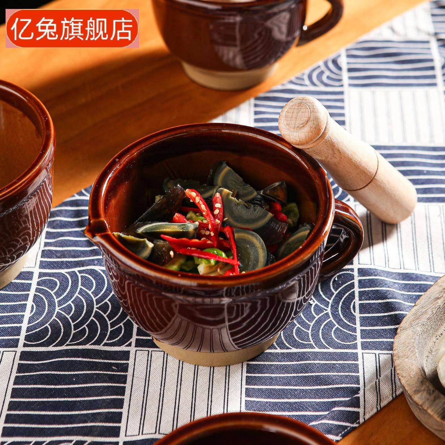 陶瓷擂钵捣蒜臼研药舂钵多功能擂