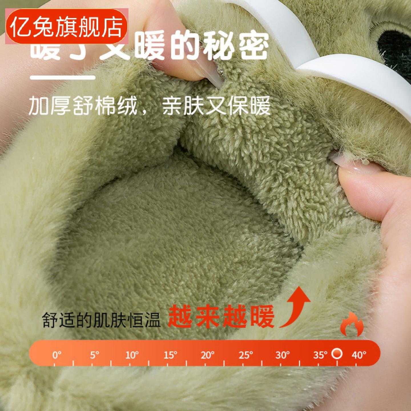 卡通大眼狗棉拖鞋女秋冬季保暖