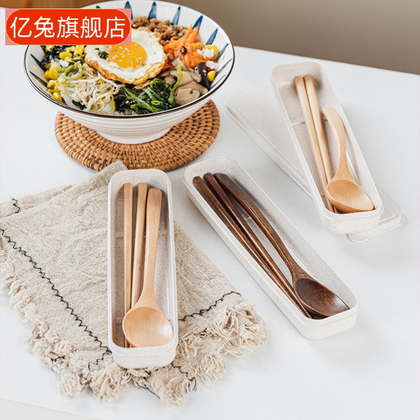 韩式木质餐具套装筷子勺子两件套