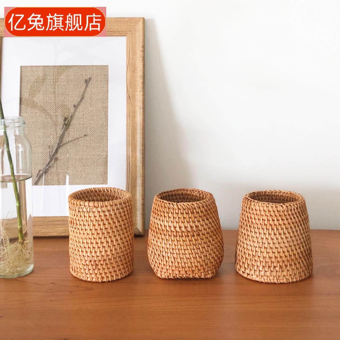 藤编茶道六君子收纳筒竹制茶夹