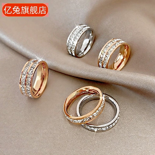 满天星戒指女钛钢戒指满钻戒情侣对戒锆石戒指冷淡风轻奢指环