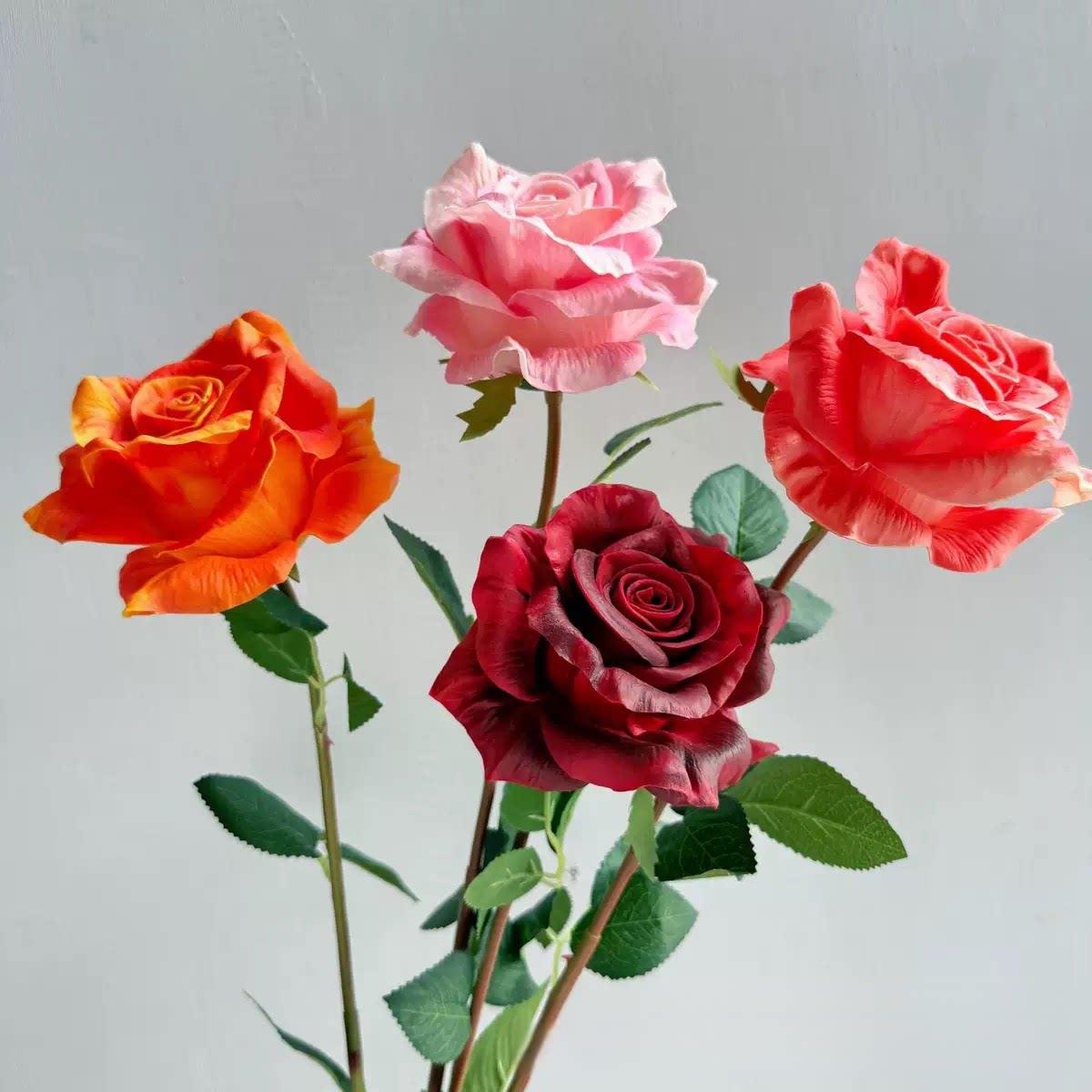 仿真pu手感保湿高档轻奢玫瑰花假花装饰花客厅插花摆设花摄影花束