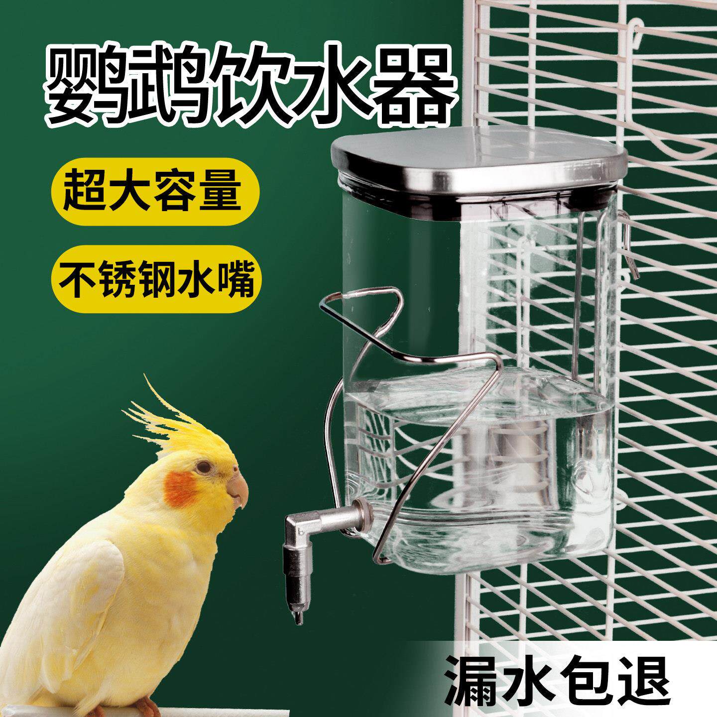 蜜袋鼯撞针水壶龙猫自动喂水器花枝鼠兔子鹦鹉玻璃饮水器静音出水