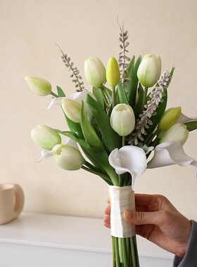 仿真花过胶郁金香新娘结婚拍照手捧花假花婚庆影楼摄影花束领证花