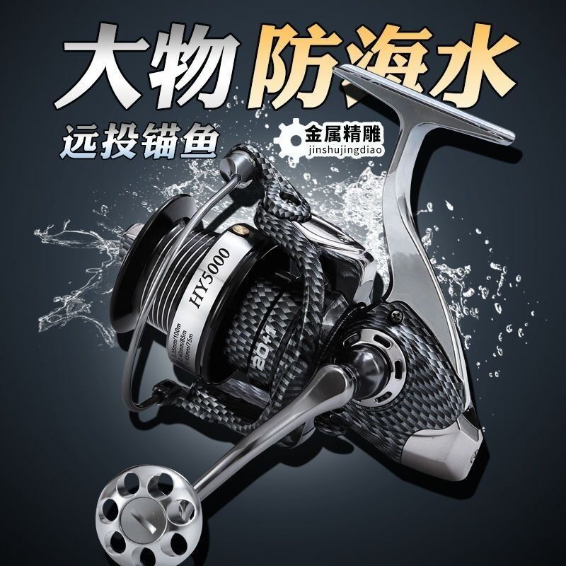 黑鹰六代全金属斜口渔轮21轴鱼线轮路亚纺车轮海杆远投轮锚鱼轮