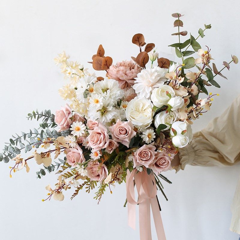 欧式婚纱拍照手捧花束摄影外景新娘结婚道具仿真花艺定制玫瑰绢花