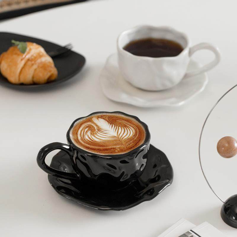 黑白咖啡杯碟套装复古创意下午茶杯碟组合精致陶瓷咖啡杯子甜品盘,餐饮具,咖啡杯,淘宝优惠券,粉丝福利购,淘宝优惠卷
