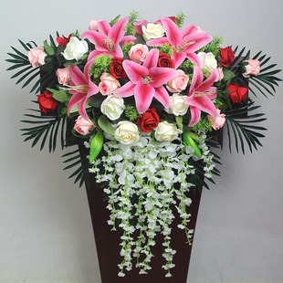 演讲台花仿真花会议室发言台挂花主席台装饰花宾迎会议桌假花摆件