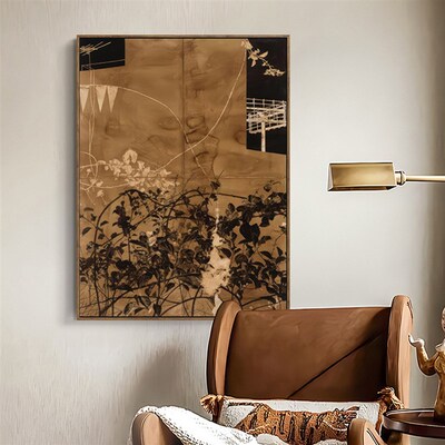 秋声赋 法式中古风客厅沙发背景墙装饰画中式复古玄关挂画艺术感