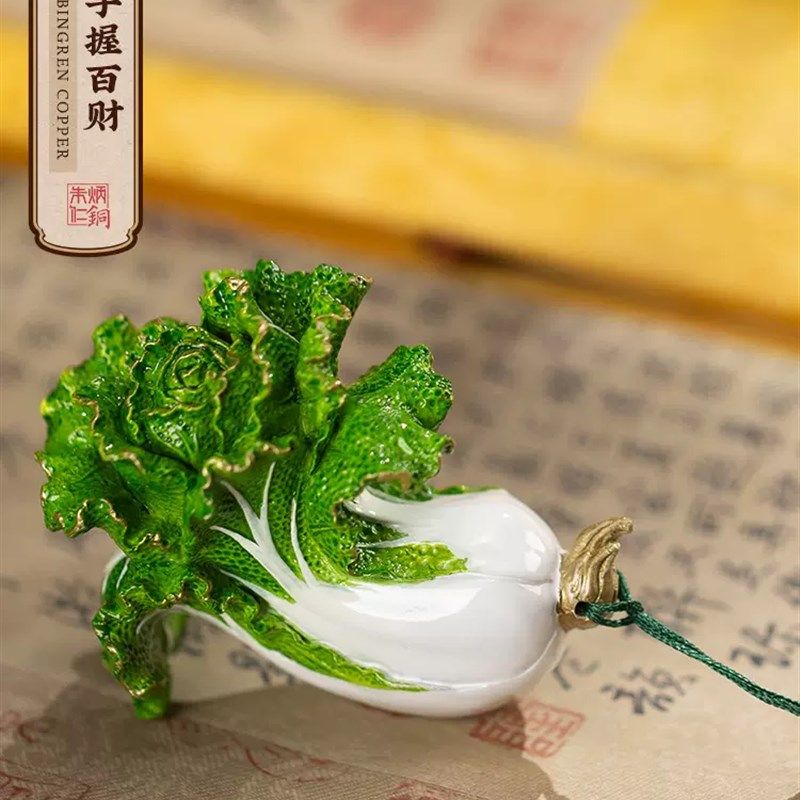 朱炳仁铜 手握百财家居饰品桌面装饰品白菜摆件手把件礼品工艺品