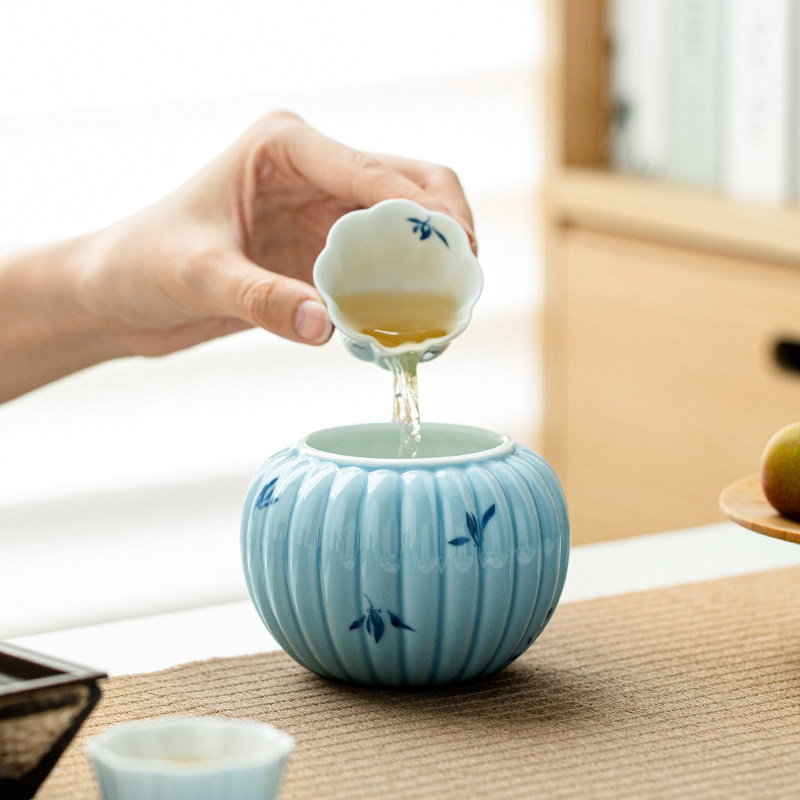 拓土建水水孟家用杯洗茶渣桶废水杠纯手绘蝴蝶兰花天蓝釉莲瓣茶洗,餐饮具,茶道/零配,淘宝优惠券,粉丝福利购,淘宝优惠卷