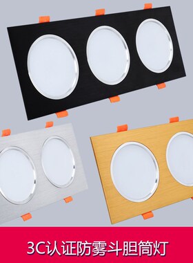 led双头斗胆筒灯单头格栅灯10*20cm方形金色豆胆灯5W10W三头洞灯