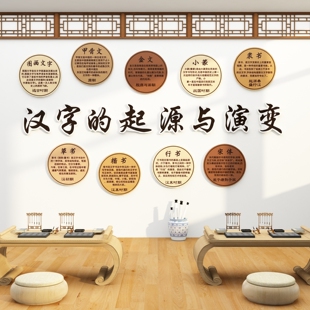 汉字的起源与演变书法教室布置装饰氛围培训机构文化墙面环创互动