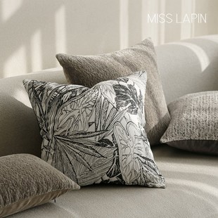 澜品浮日春生黑白法式抱枕诧寂风客厅腰枕靠枕高级感沙发靠垫
