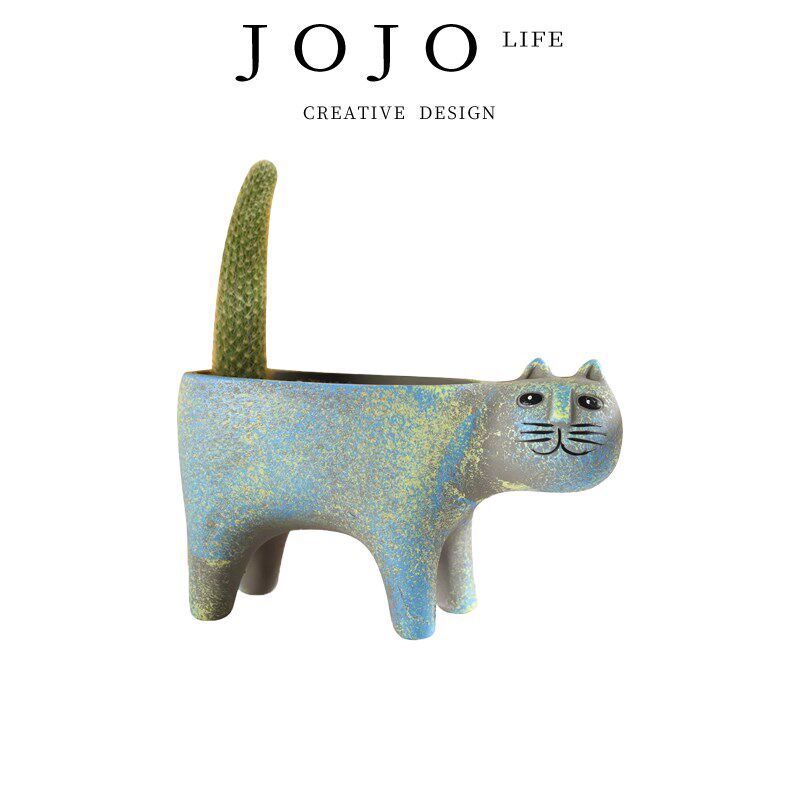 JOJOS L. PD.among.花盆猫咪卡通桌面绿植复古创意陶瓷 活鬼
