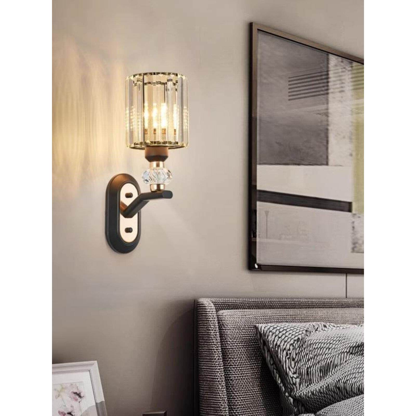 北欧现代水晶壁灯豪华个性化卧室床头灯单头客厅电视背景墙楼梯灯