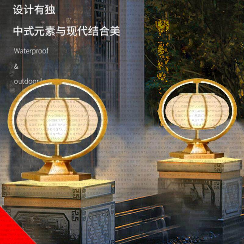 全铜太阳能柱头灯户外围墙门柱灯别墅花园庭院灯家用免布线柱子灯
