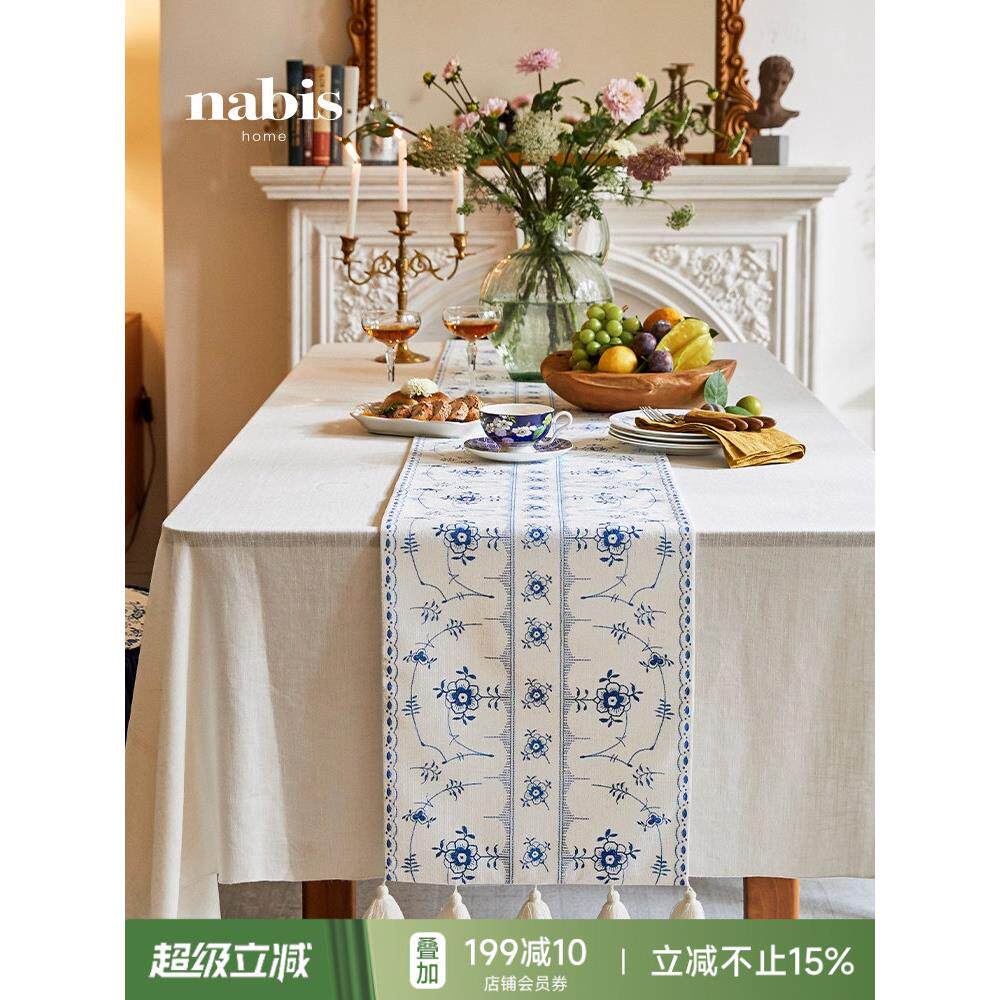 蜡笔风格花早晨白露桌旗法式中式防水桌布大气长盖布定制