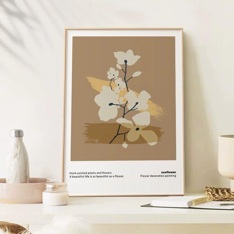 北欧ins风线条装饰画极简抽象花卉玄关小众艺术挂画卧室桌面摆画