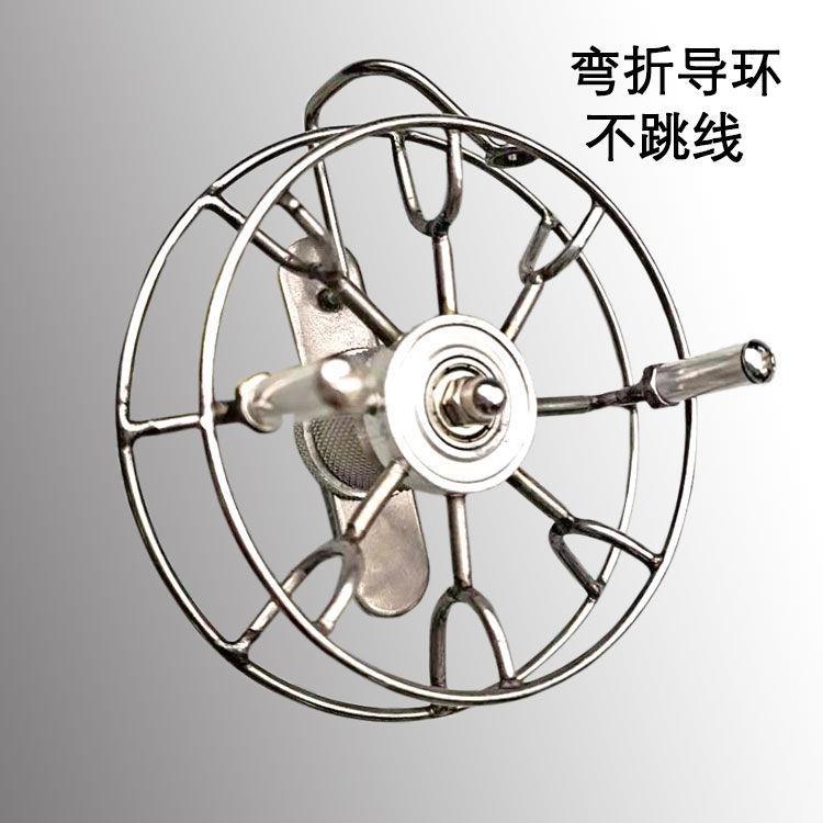 八卦轮手拨轮改良版谷麦轮筏竿轮前打轮全金属手工车盘不锈钢鱼轮