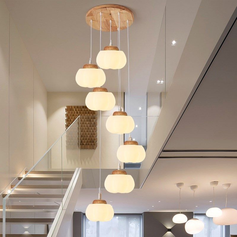 楼梯吊灯原木奶油风公寓复式楼客厅灯创意棉花餐桌loft旋转长吊灯,家装灯饰光源,LOFT/复式住宅/楼梯吊灯,淘宝优惠券,粉丝福利购,淘宝优惠卷