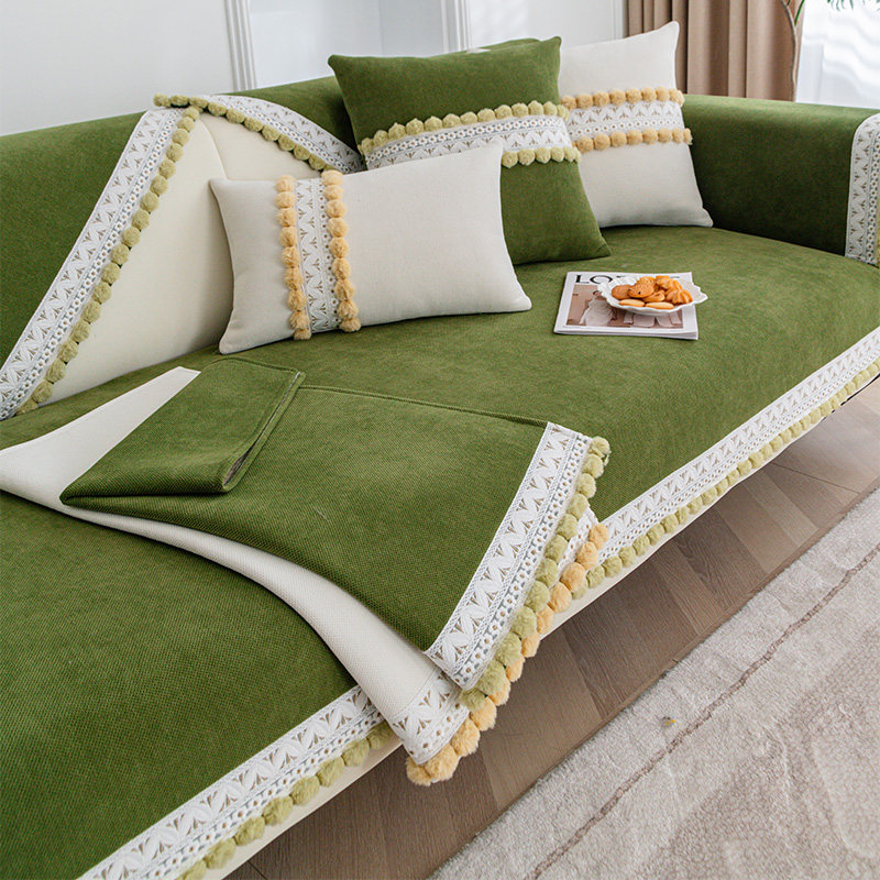 复古绿雪尼尔沙发垫四季通用防滑坐垫子定做沙发套罩盖布巾座垫,居家布艺,沙发垫,淘宝优惠券,粉丝福利购,淘宝优惠卷
