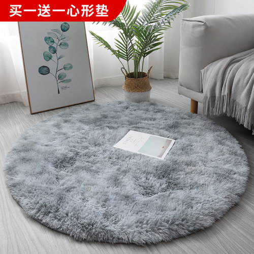 加厚长毛圆形地毯卧室床边衣帽间少女拍照毛毛垫子吊篮电脑椅地垫