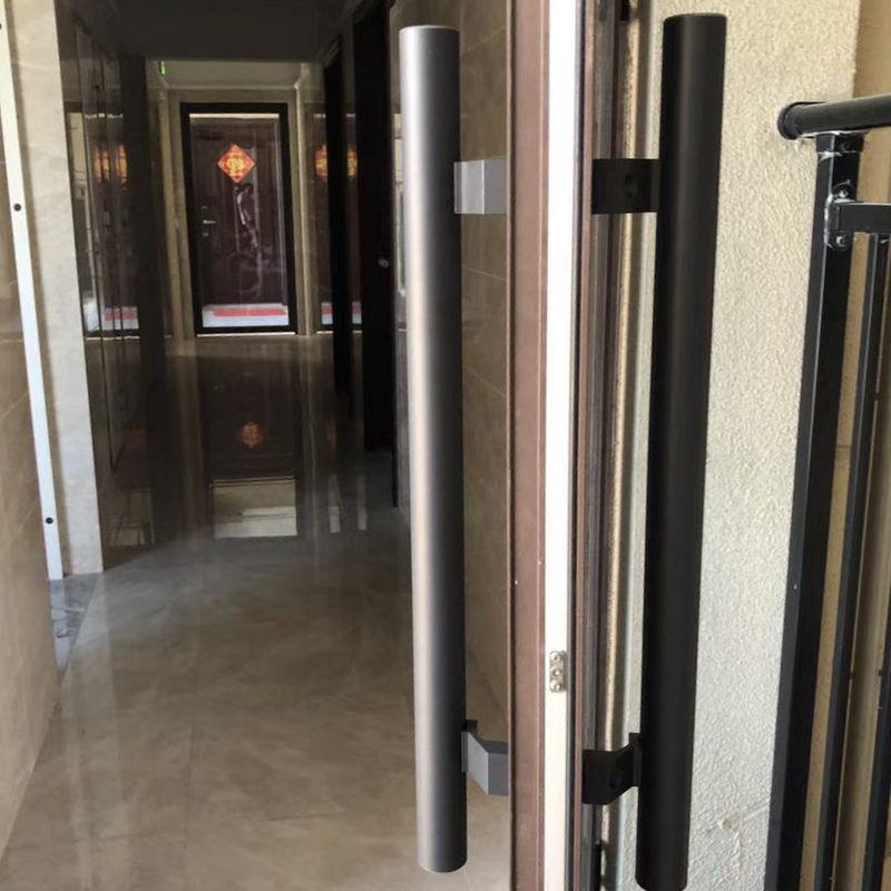 玫瑰金哑光木门大门不锈钢把手马蹄脚黑钛合金拉手玻璃门拐角有框