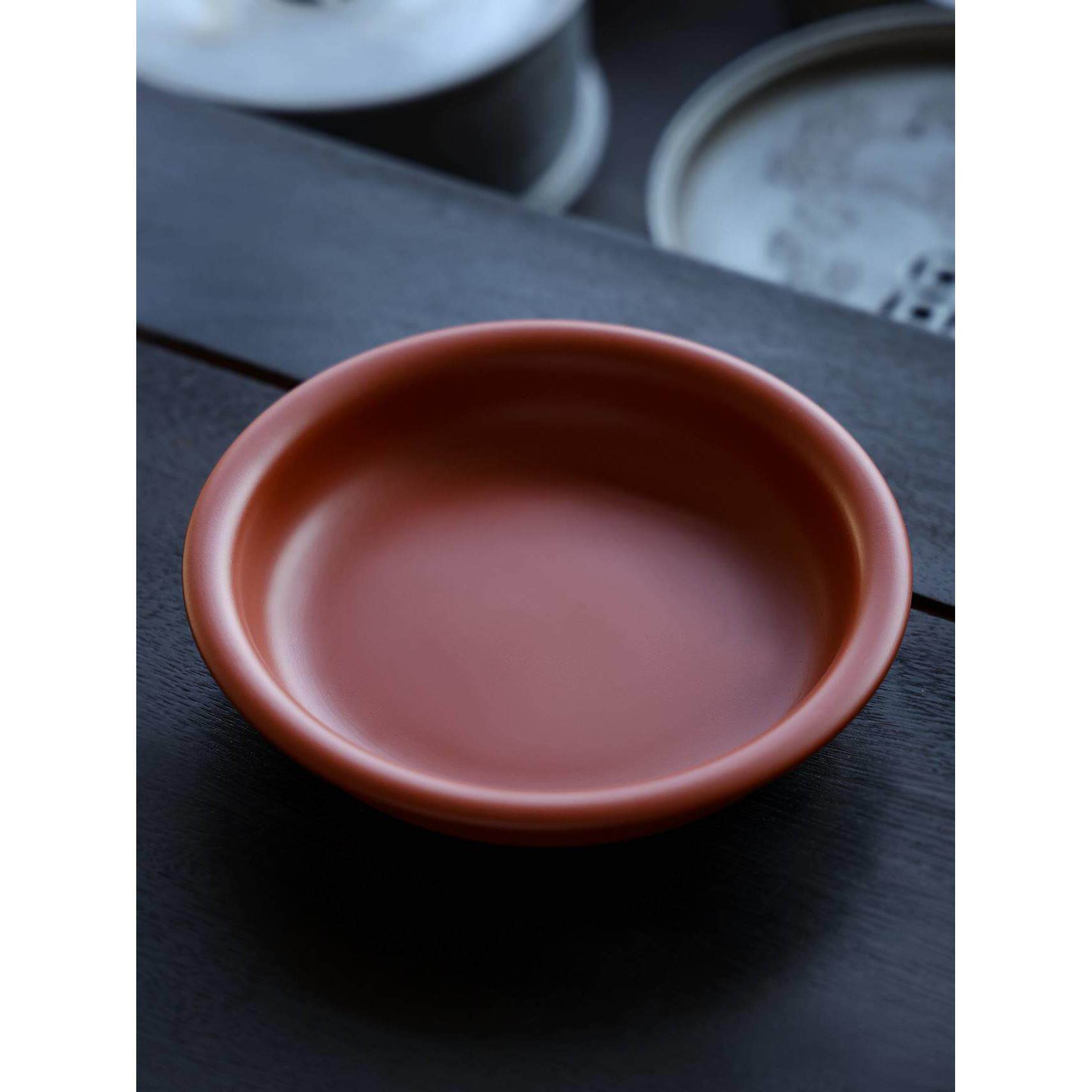 潮州手拉壶承壶托 茶杯托干泡茶盘果盘彷古单丛工夫泡功夫茶朱泥