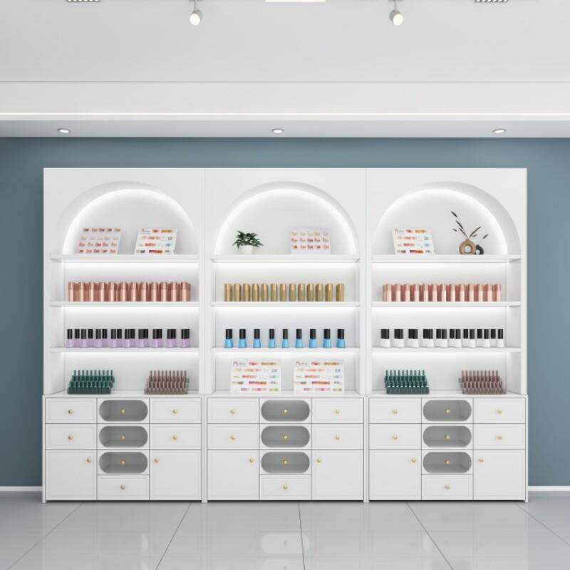 美容院产品展柜定制化妆品展示柜护肤品陈列柜简约形象柜展厅样柜