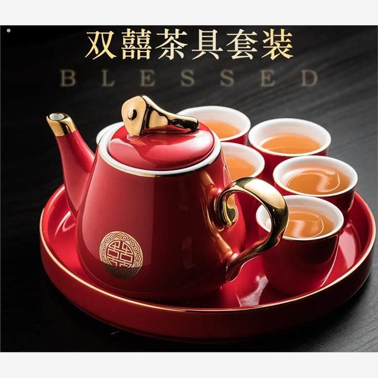 酒壶结婚新人敬酒杯套装交杯酒红色婚礼用品礼物陪嫁嫁妆双喜茶壶