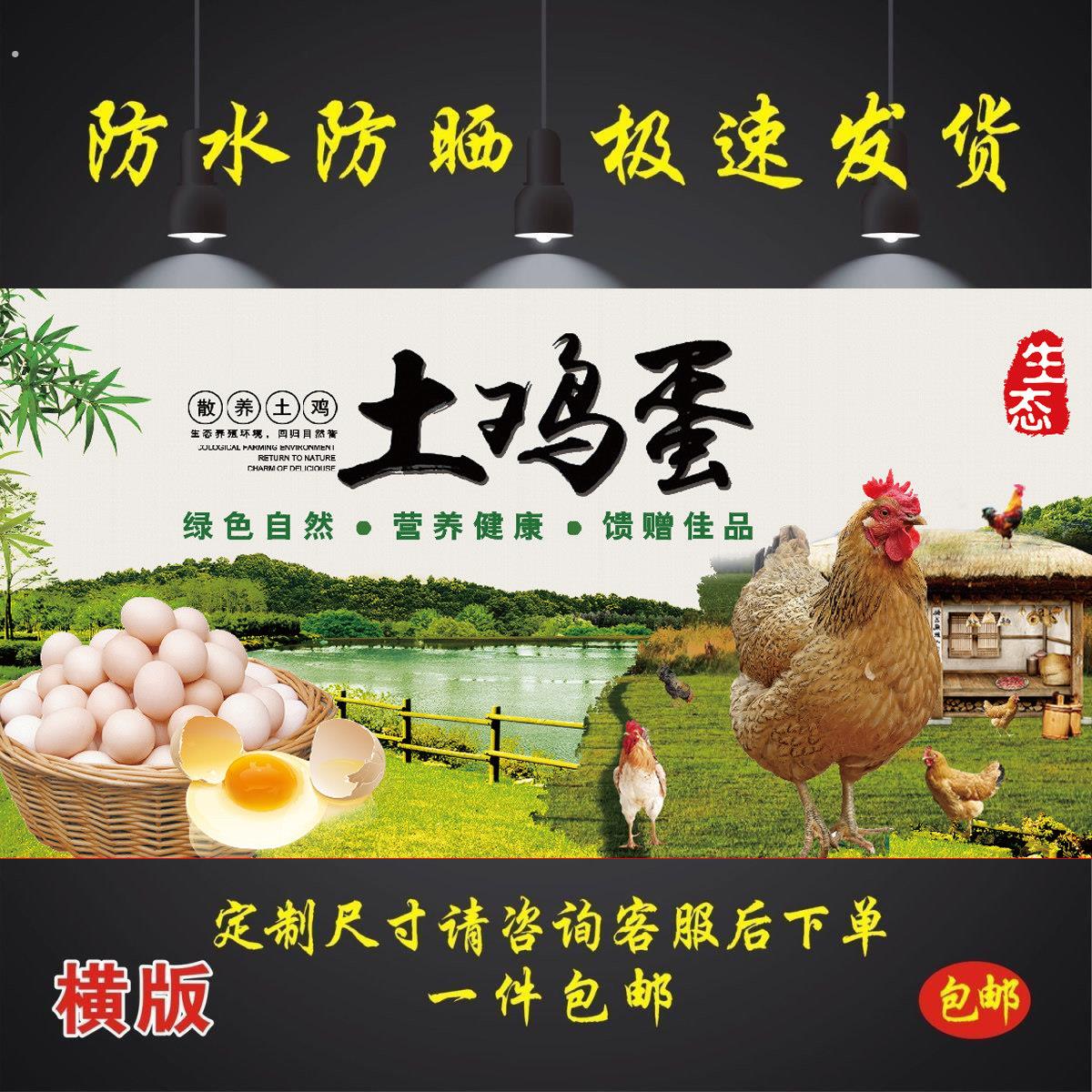 农家土鸡蛋散养贴纸小吃夜市摆摊贴招牌布防水防晒户外喷绘