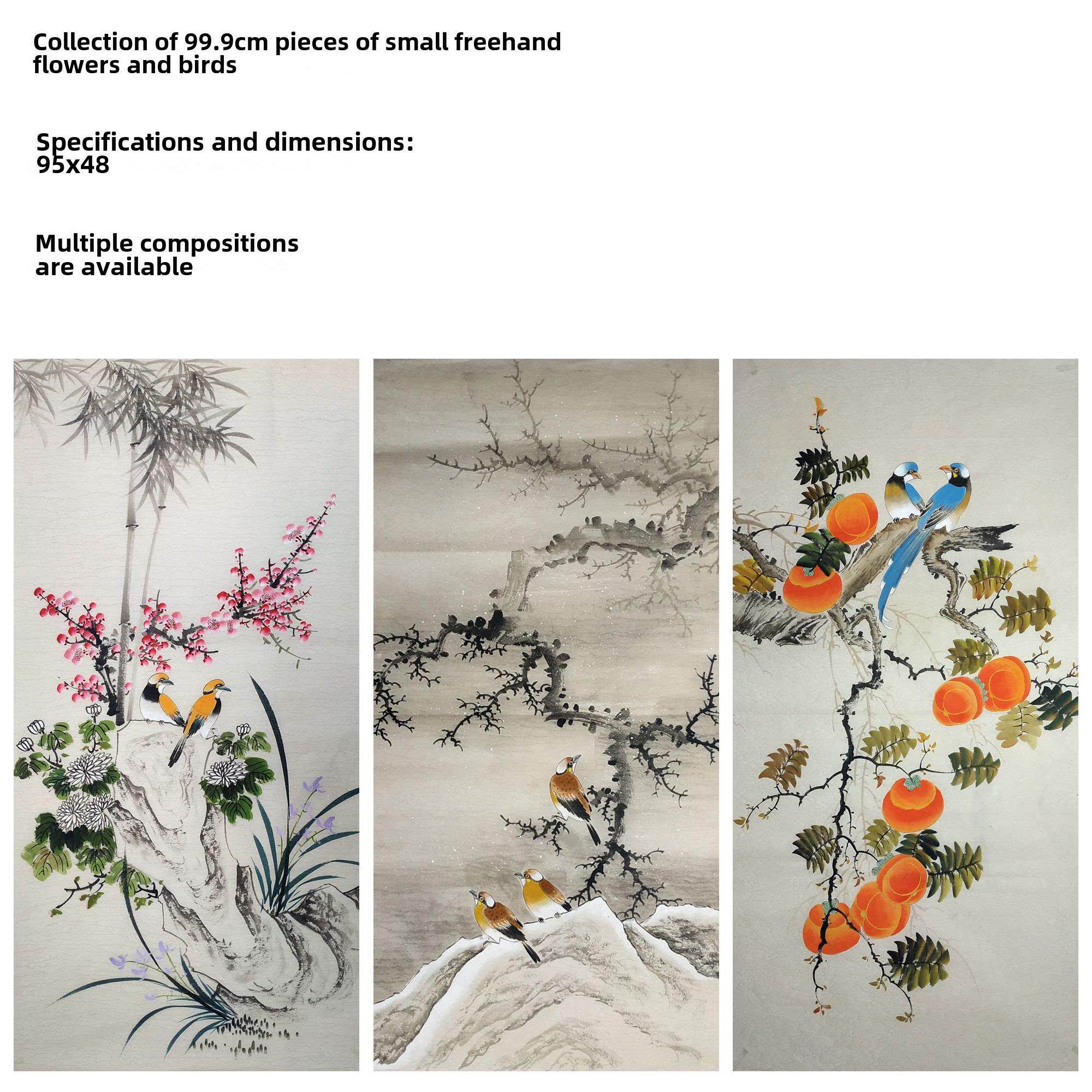 国画成品画芯小写意画99.9厘米横幅花鸟画手绘正品无风格装饰画未