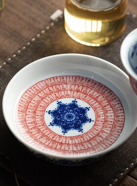 千佛壶承紫砂壶托盘青花瓷敦煌拓片国风干泡盘茶壶盖碗茶具托盘