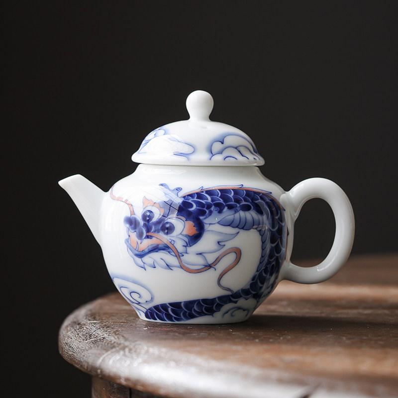 白瓷茶壶龙腾盛世陶瓷功夫茶具手工中式茶水分离冲泡壶过滤单壶,餐饮具,茶壶,淘宝优惠券,粉丝福利购,淘宝优惠卷