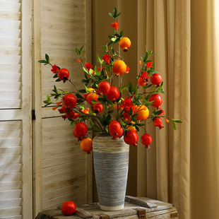 石榴果仿真花干花树枝果实插花假花摆设客厅餐桌玄关中式装饰摆件