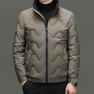 中年男士羽绒服秋冬加厚爸爸冬装外套立领短款时尚保暖中老年上衣