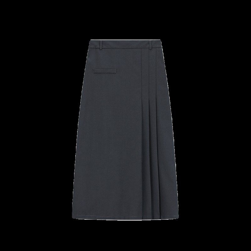 灰色西装半身裙女春夏秋高腰中长款直筒格子裙小个子A字百褶裙潮