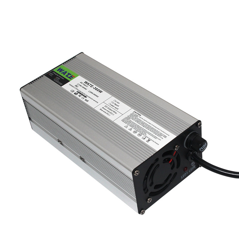 大功率24V10A 12A充电器 铅酸电池适用 智能铝壳带风扇 接头自选