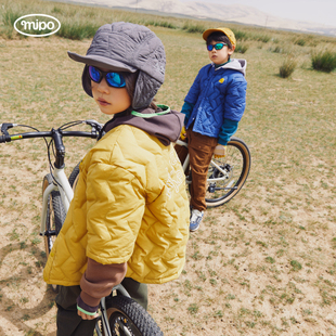 mipo AW23冬装 儿童轻薄羽绒服男2023新款假两件女童冬季外套短款
