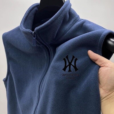 摇粒绒立领马甲男拉链秋冬季加绒加厚双面奥粒绒无袖开衫外套背心