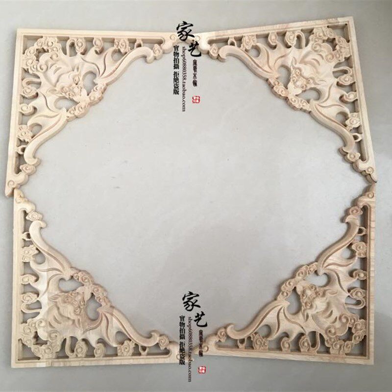 东阳木雕实木蝙蝠客厅卧室吊顶装饰中式装修背景墙配饰贴花角花